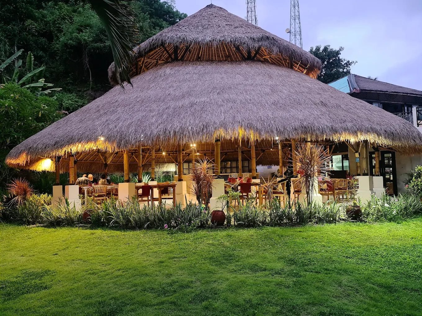 The Dining Room Candidasa restaurant exterior at dusk
