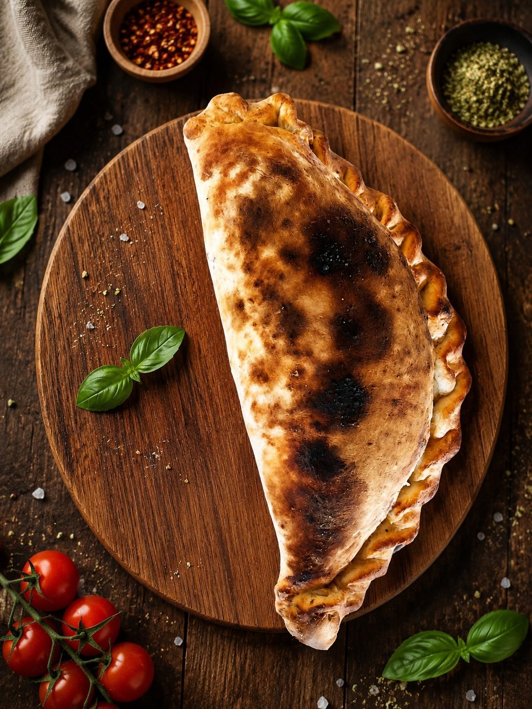 Wood-fired calzone at The Dining Room, Candidasa